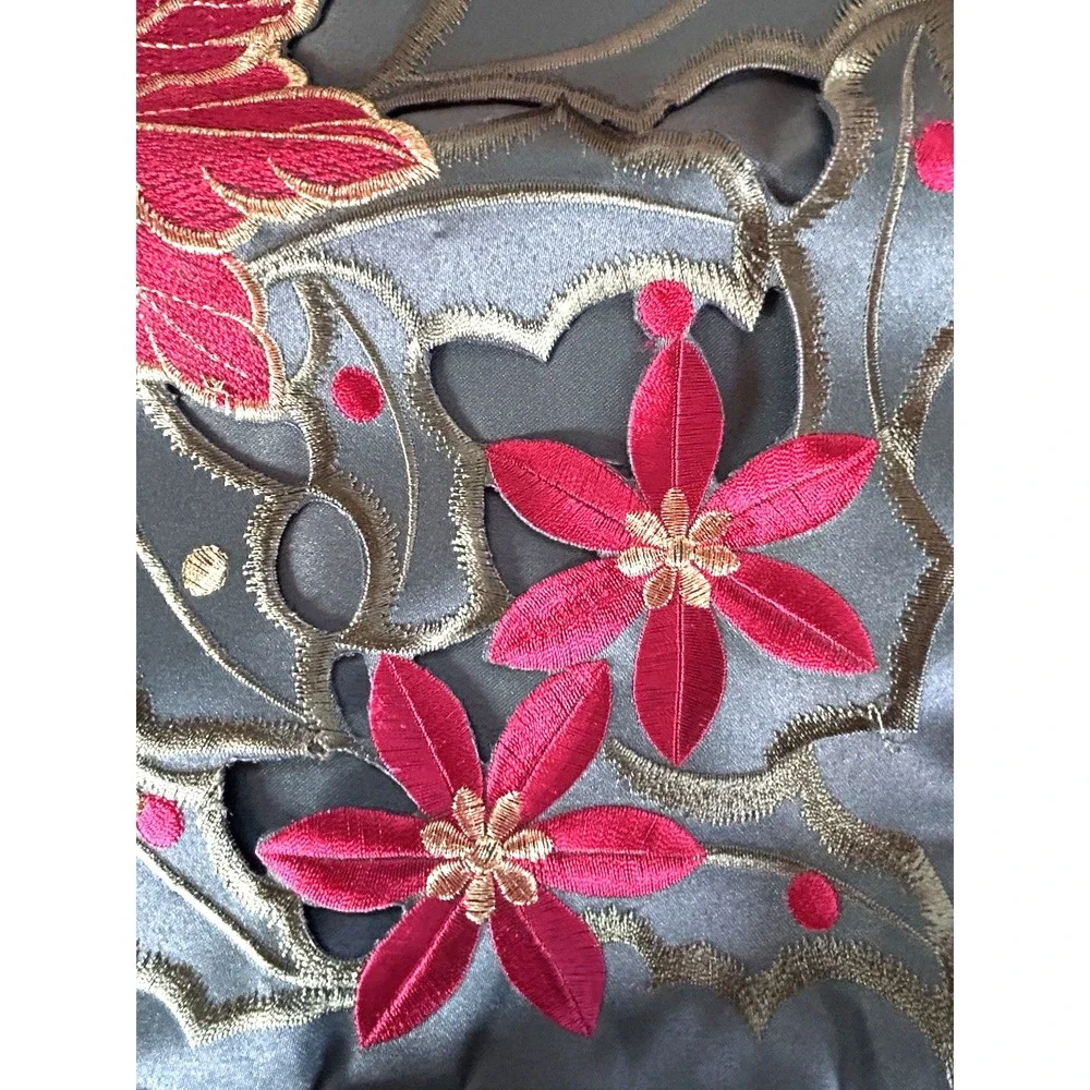 Poinsettia Cutout Embroidery Pillow Cover 16